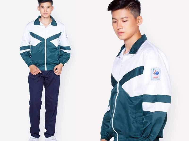 Áo khoác đồng phục nam cho học sinh cấp 2 không nón, cổ cao