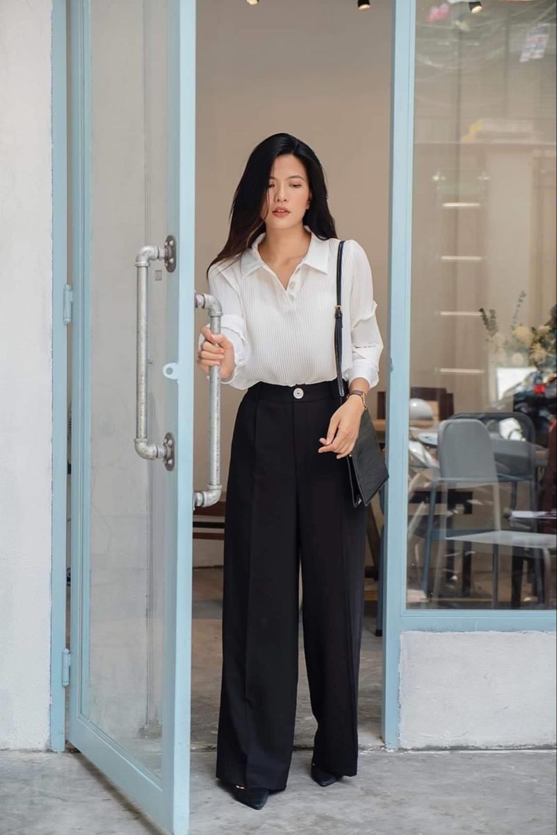 Mẫu áo sơ mi trắng nữ thanh lịch, chỉn chu