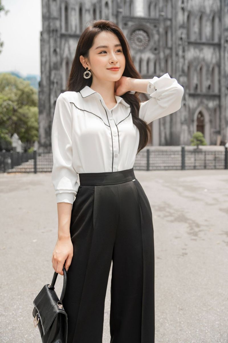áo sơ mi trắng nữ thiết kế cách điệu 