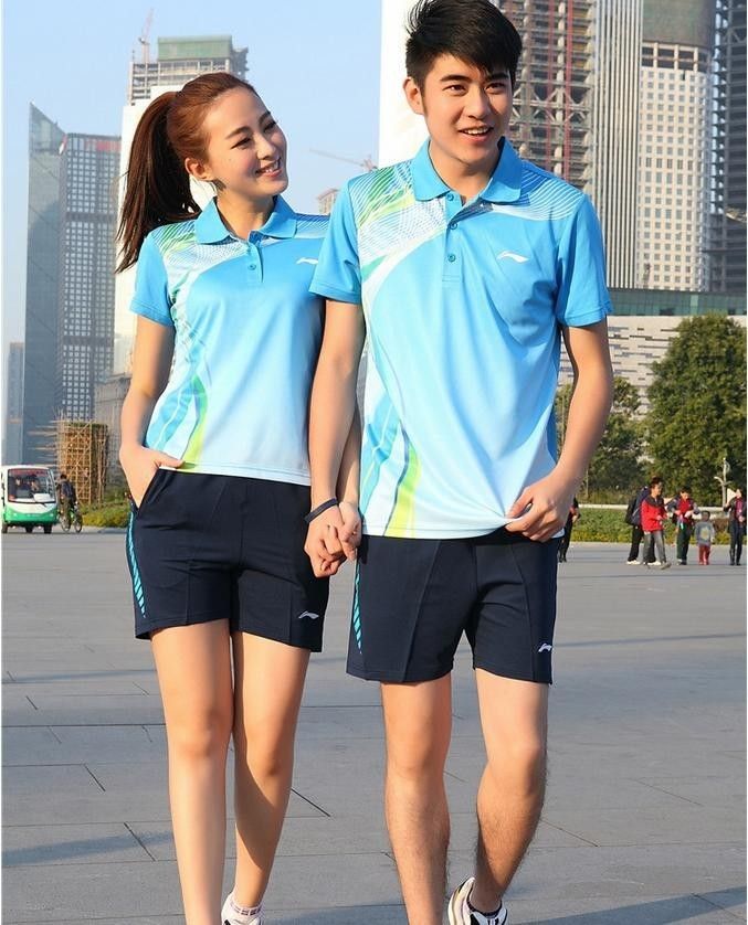 Mẫu áo thun thể thao đồng phục màu xanh