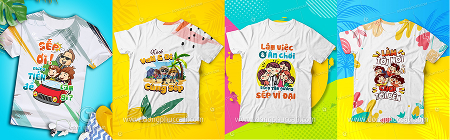 Mẫu áo đồng phục nhóm đi biển ấn tượng