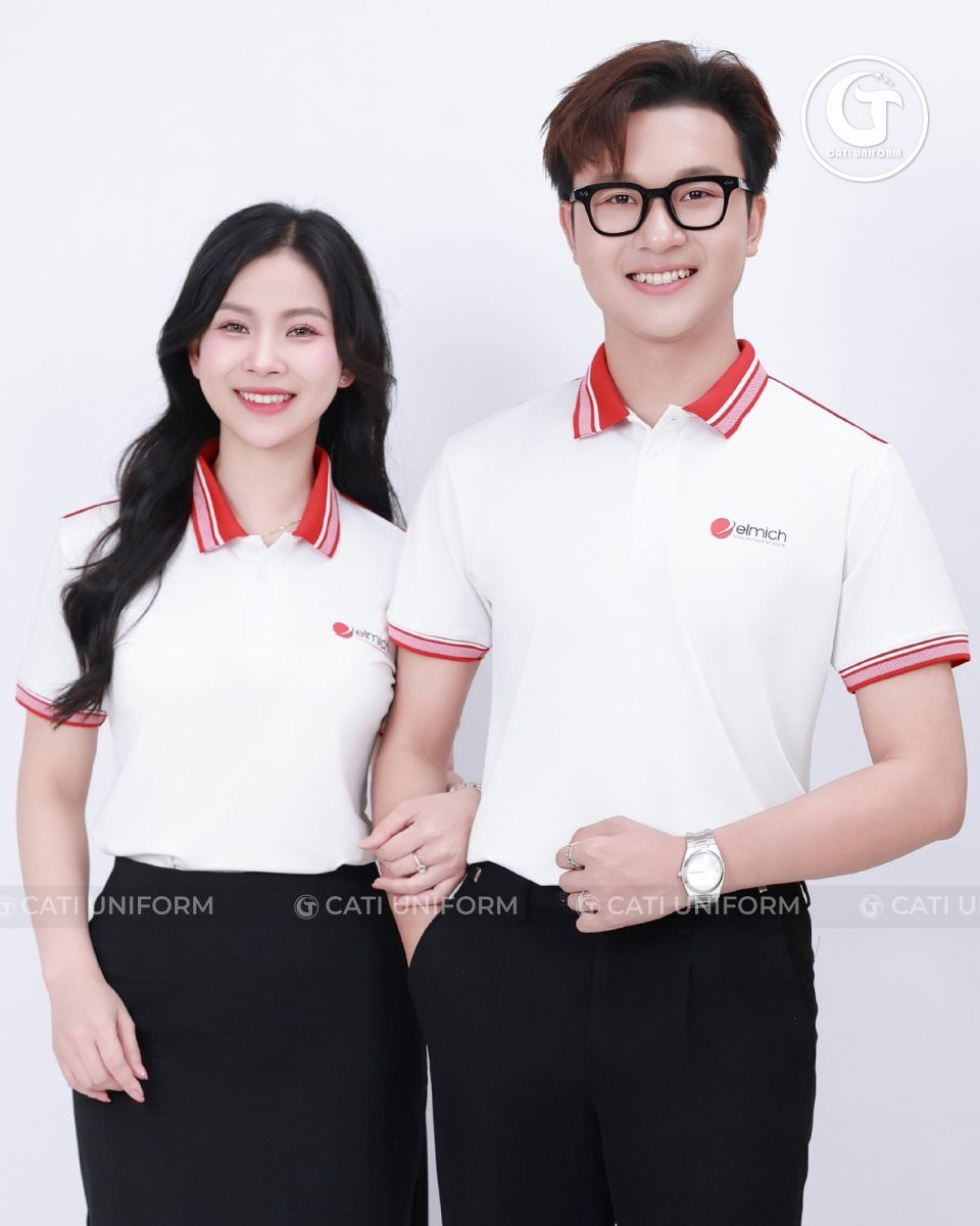 Mẫu áo cổ tim đồng phục chất liệu cotton