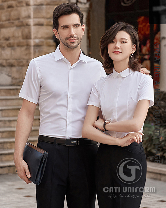 Mẫu áo đồng phục ngắn tay môi trường công sở