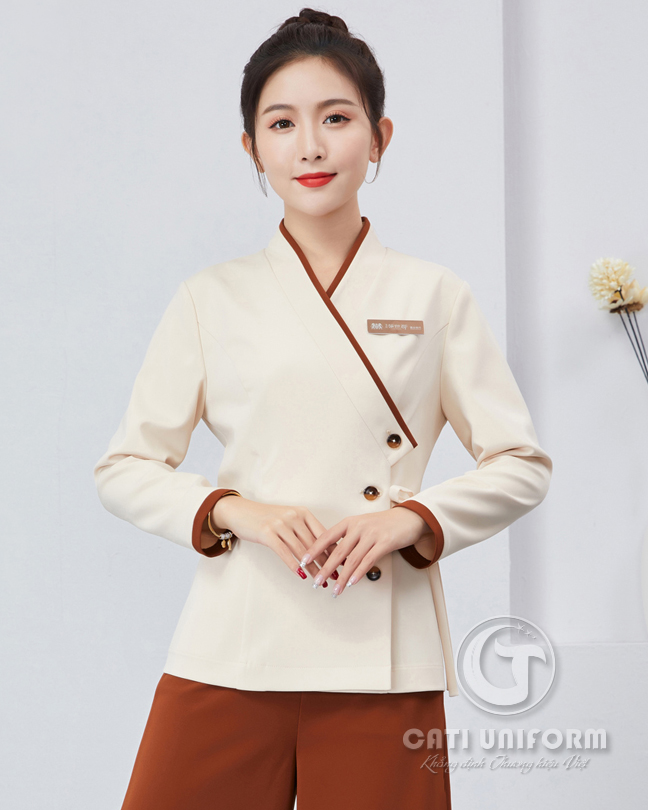Mẫu áo đồng phục spa phối màu
