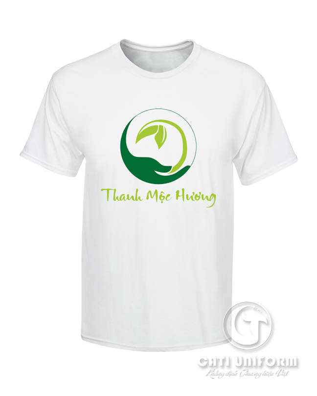 Mẫu áo thun đồng phục trắng cổ tròn