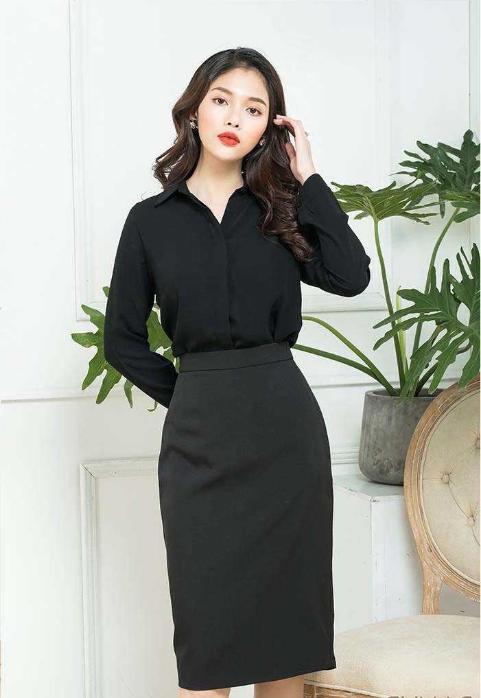Chân váy dáng xòe màu đen CV02-40 | Thời trang công sở K&K Fashion