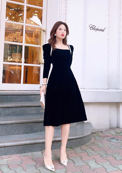 10 mẫu váy liền thân dáng xòe xinh xắn và điệu đà  Thời trang  Việt Giải  Trí